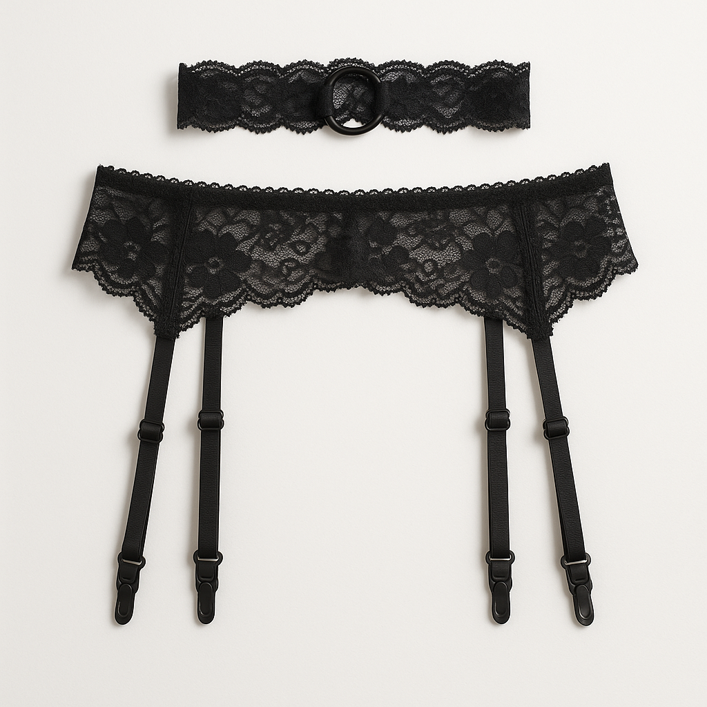 Lingerie Garter Belt & Choker Set - front view