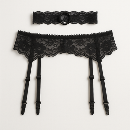 Lingerie Garter Belt & Choker Set - front view