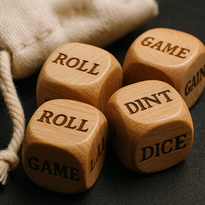 Wooden Dice Set - front view