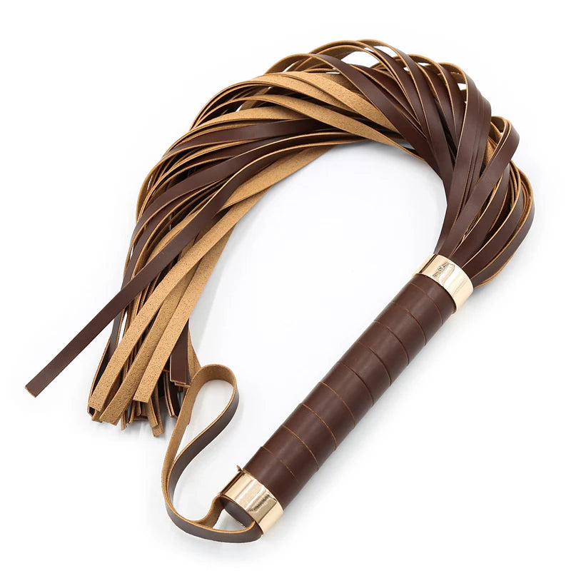 Phantom Flogger — PU Leather Whip with Wooden Handle