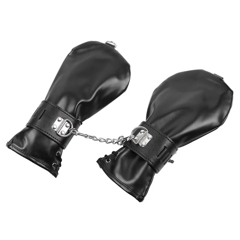 Leather Restraint Mittens with D-Rings