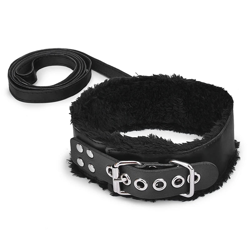 Obsidian Collar — Leather Chain Neck Harness