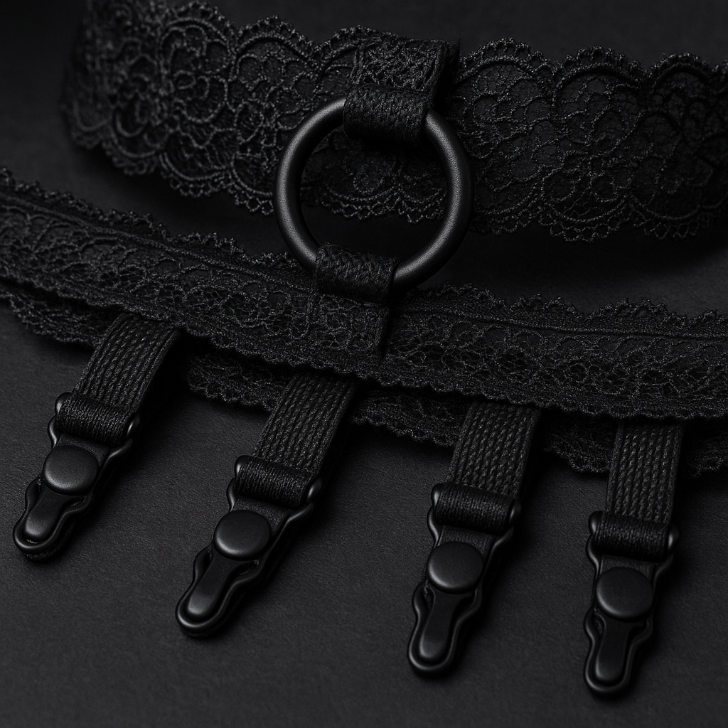 Lingerie Garter Belt & Choker Set - side view
