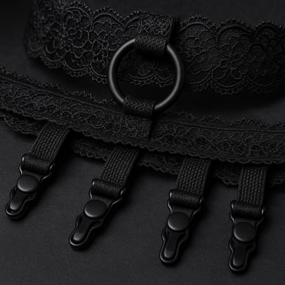 Lingerie Garter Belt & Choker Set - side view