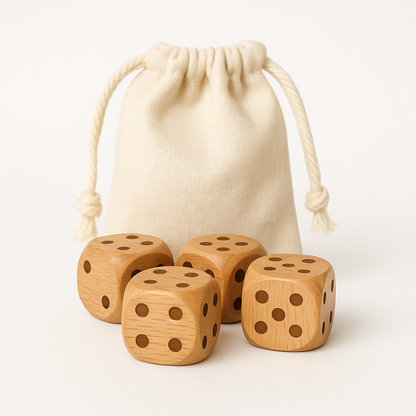 Wooden Dice Set - side view