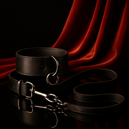 Leather Collar & Leash Set — Dark Fantasy