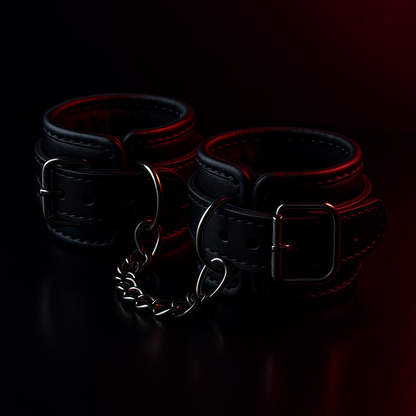 Midnight Leather Wrist Cuffs - bondage restraints by Dark Fantasy